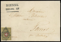 Schweizerische Bundespost
Europa
1850, Rayon II: 10 Rappen, allseits voll- bis breitrandig, mit sauberer Raute und Aufgabe-Stempel „BIENNE 1853 AVR....