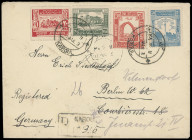 Afghanistan
Übersee
1934/37, hochinteressante Korrespondenz dieses Gebietes mit sechs Belegen, fünf R-Briefen, meist „KABOUL“ einmal mit Stempel "KA...