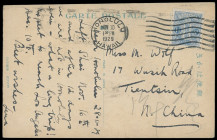 Japan (Nippon)
Übersee
1929, ganz ungewöhnliche Schiffskarte mit japanischer Frankatur und Ansicht aus Kobe, entwertet „HONOLULU HAWAII NOV. 30 1929...
