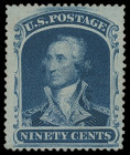 Vereinigte Staaten Von Amerika
Übersee
1857/61, 90 Cents George Washington dunkelblau, ungestempelt, farbfrisch und gut gezähnt und überdurchschnitt...