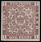 Neufundland
Britisch Commonwealth
1857, One Penny Heraldische Blumen von Großbritannien und Krone braunviolett, allseits voll- bis breitrandig und f...