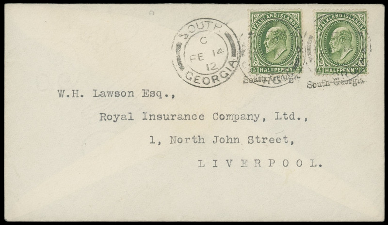 Süd-Georgien
Britisch Commonwealth
1912, zwei Werte "Half Penny gelbgrün König...