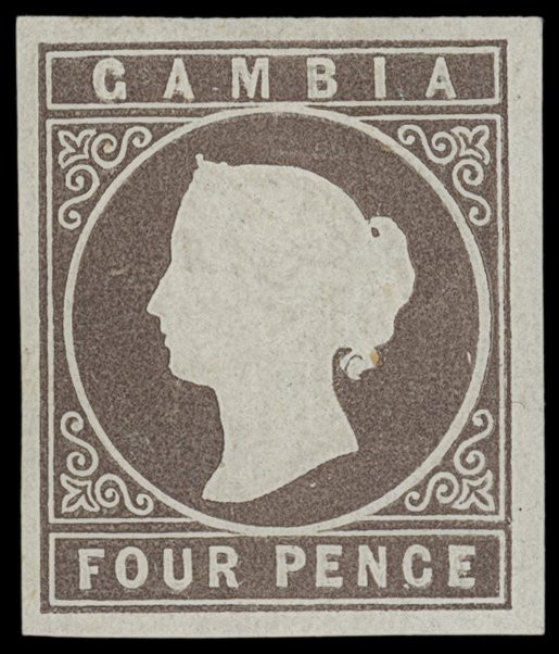 Gambia
Britisch Commonwealth
1869, 4 Pence Königin Victoria braun, allseits vo...