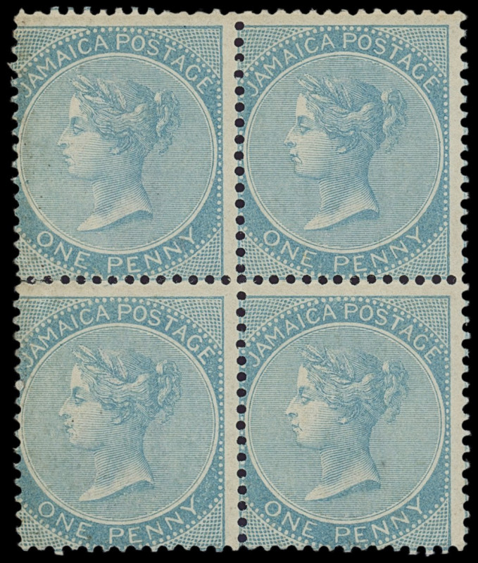 Jamaika
Britisch Commonwealth
1860, One Penny Königin Victoria hellblau mit Wa...