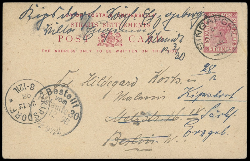 I. Straits Settlements
Britisch Commonwealth
1898, Singapur, drei Karten einer...