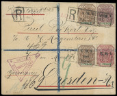 Transvaal
Britisch Commonwealth
1901, zwei dekorative Einschreibe-Zensurbriefe mit unterschiedlicher Darstellung des "6 1/2 Pence"-Portos, einmal mi...