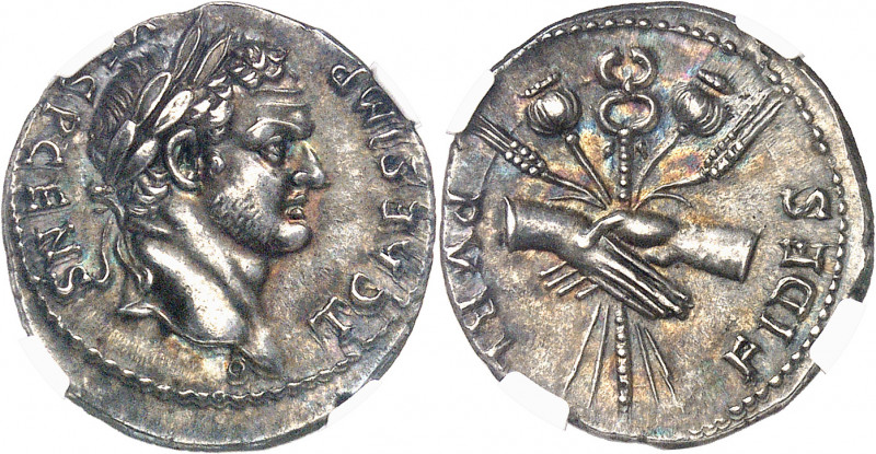 Titus César (69-79). Denier c.76, Éphèse ?
Av. T CAES IMP- VESP CENS T. Buste l...