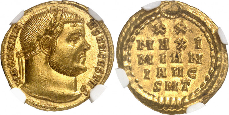 Maximien Hercule (286-305). Aureus commémorant les Vicennalia de Dioclétien 303,...