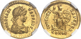 Arcadius (395-408). Solidus ND (388-392), Constantinople.
Av. DN ARCADIVS PF AVG. Buste diadémé à droite. Rv. CONCORDIA AVGGG (officine). Constantino...