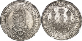 Hambourg (ville impériale de). Thaler 1553 (1553-1562), Hambourg.
Av. FIAT. MIHI. SEC - VND. VERBVM. TV. La Vierge à l’enfant au-dessus des armoiries...