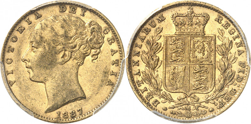 Victoria (1837-1901). Souverain 1887, M, Melbourne.
Av. VICTORIA DEI GRATIA:. T...