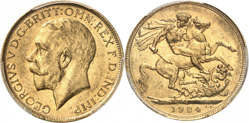 Georges V (1910-1936). Souverain 1924, S, Sydney.
Av. GEORGIVS V D. G. BRITT. O...