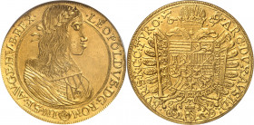 Léopold Ier (1618–1632). 10 ducats 1659, Vienne.
Av. LEOPOLDVS. D. G. ROM - IM. SE. AV. GE. HV. B. REX. Buste lauré, drapé et cuirassé à droite. Rv. ...
