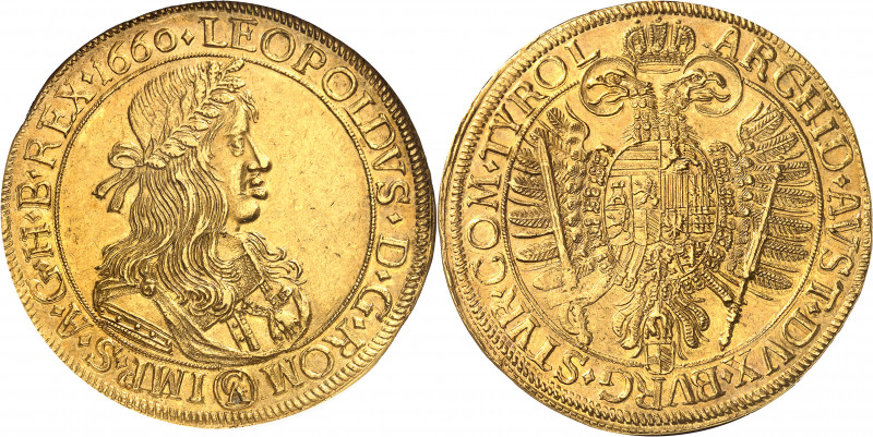 Léopold Ier (1618–1632). 10 ducats 1660, Vienne.
Av. LEOPOLDVS. D. G. ROM - IMP...