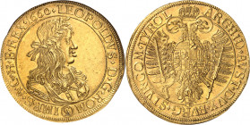 Léopold Ier (1618–1632). 10 ducats 1660, Vienne.
Av. LEOPOLDVS. D. G. ROM - IMP. S. A. G. H. B. REX. (date). Buste lauré, drapé et cuirassé à droite....
