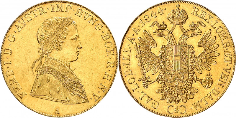 Ferdinand Ier (1835-1848). 4 ducats 1844, A, Vienne.
Av. FERD. I. D. G. AVSTR. ...