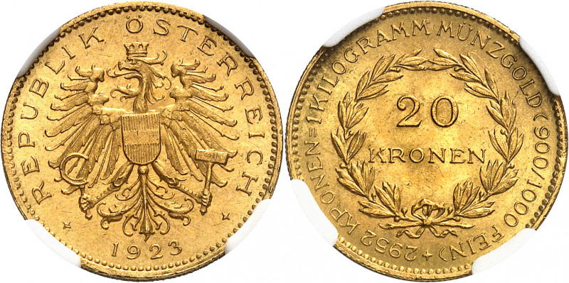 République d’Autriche (1919-1934). 20 kronen 1923, Vienne.
Av. REPUBLIK ÖSTERRE...