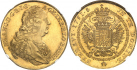 Pays-Bas autrichiens, François Ier de Habsbourg-Lorraine (1745-1765). 10 souverains 1751, Anvers.
Av. FRANC. D. G. R. I. S. - A. GE. IER. R. LO. B. M...
