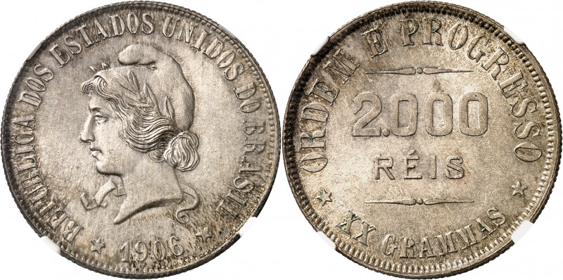 République du Brésil (1889-1930). 2000 réis 1906, Rio de Janeiro.
Av. REPUBLICA...