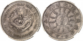 Chine impériale, Chihli. Dollar An 23 (1897), Arsenal de Pei Yang.
Av. TA TSING. TWENTYTHIRD YEAR OF KWANG SHÜ / PEI YANG ARSENAL. Dragon de face. Rv...