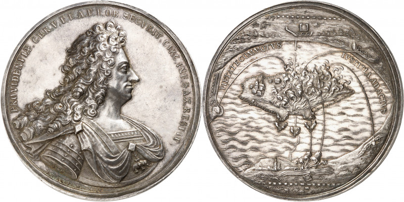 Christian V (1670-1699). Médaille offerte par le prince héritier pour son père C...