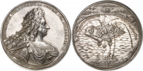 Christian V (1670-1699). Médaille offerte par le prince héritier pour son père Christian V, commémorant les bombardements de Ratzebourg, par Barthold ...