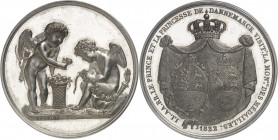 Louis XVIII (1814-1824). Médaille pour la visite du Prince et de la Princesse de Danemark à la Monnaie de Paris, en platine 1822, Paris.
Av. Deux pet...