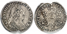 Louis XIV (1643-1715). Vingtième d’écu aux trois couronnes de Béarn 1711, Pau.
Av. LVD. XIIII. D. G. FR. ET. NA. RE. BD. Buste du Roi à droite, cuira...