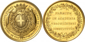 Louis XV (1715-1774). Médaille d’Or, prix de l’Académie des Sciences, Belles-lettres et Arts de Besançon, réemployée pour Claude-Xavier Girault après ...