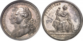 Louis XVI (1774-1792). Médaille, naissance du Dauphin par B. Duvivier 1781, Paris.
Av. LUD. XVI. REX. CHRISTIANISS: MAR. ANT. AUSTR. REGINA. Bustes a...