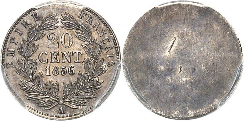 Second Empire - Napoléon III (1852-1870). Essai uniface de revers de 20 centimes...
