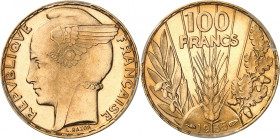 IIIe République (1870-1940). 100 francs Bazor, Flan bruni (PROOF) 1935, Paris.
Av. REPVBLIQVE FRANÇAISE. Tête de la République à gauche, avec bonnet ...