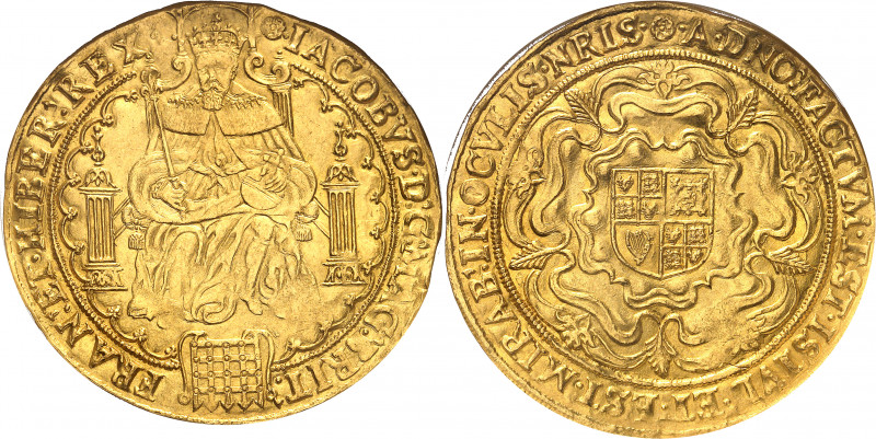 Jacques Ier (1603-1625). Royal (Rose Ryal) d’or (30 shillings), avec une rose co...