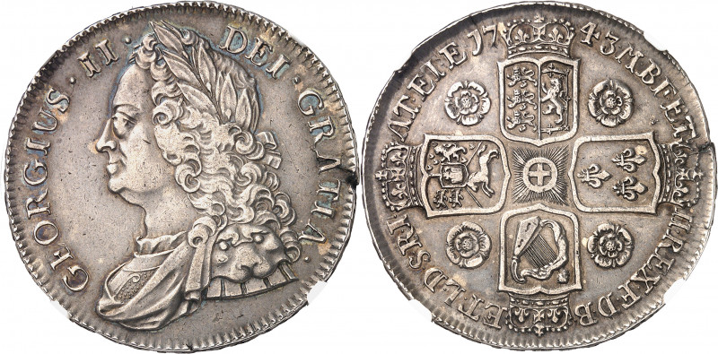 Georges II (1727-1760). Couronne (crown) 1743, Londres.
Av. GEORGIUS. II. DEI. ...