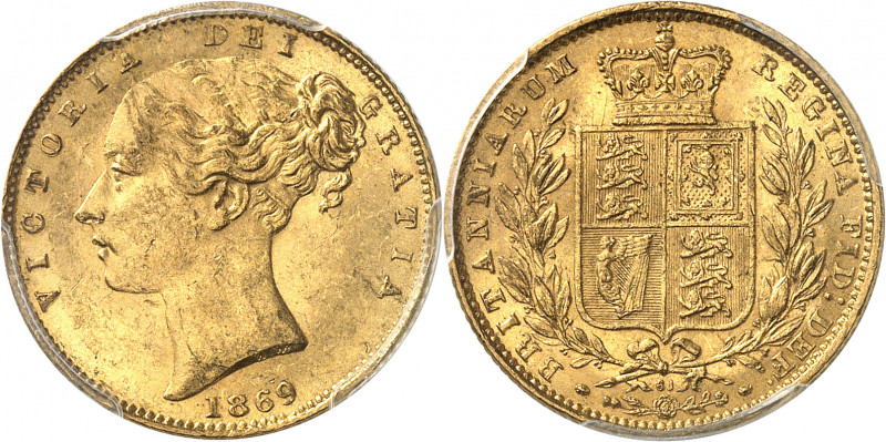 Victoria (1837-1901). Souverain, coin #61 1869, Londres.
Av. VICTORIA DEI GRATI...