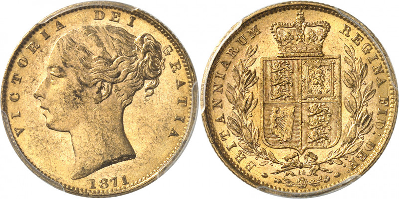 Victoria (1837-1901). Souverain, signature WW en relief, coin #10 1871, Londres....