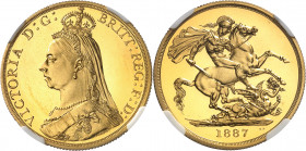 Victoria (1837-1901). 2 livres (2 pounds), jubilé de la Reine, Flan bruni (PROOF) 1887, Londres.
Av. VICTORIA D: G: BRIT: REG: F: D: Buste couronné à...