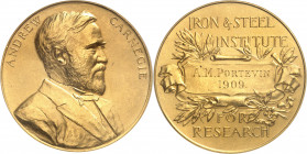 Édouard VII (1901-1910). Médaille d’or, prix Andrew Carnegie, Iron & Steel Institut, à A. M. Portevin 1909.
Av. ANDREW CARNEGIE. Buste à droite, au-d...
