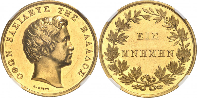Othon Ier (1832-1862). Médaille d’Or, mort du Roi par K. F. Voigt ND (1862).
Av...