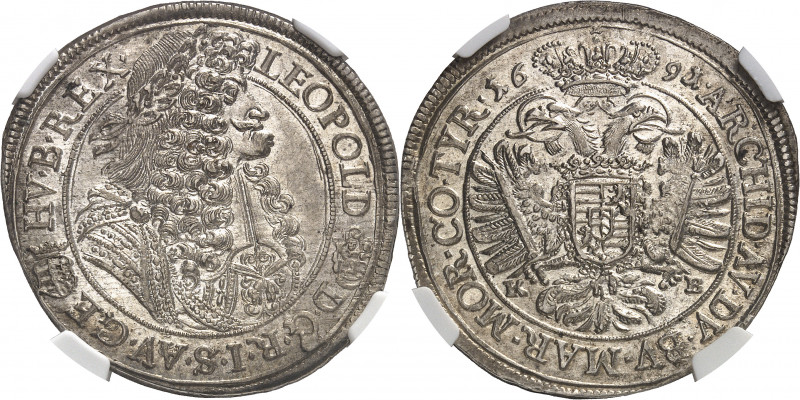 Léopold Ier (1657-1705). Demi-thaler 1691, KB, Kremnitz.
Av. LEOPOLD. D. G. R. ...