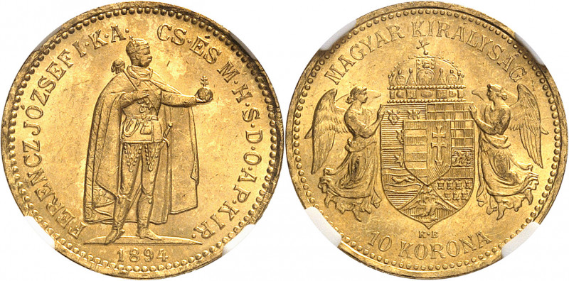 François-Joseph Ier (1848-1916). 10 korona 1894, KB, Kremnitz.
Av. FERENCZ JOZS...
