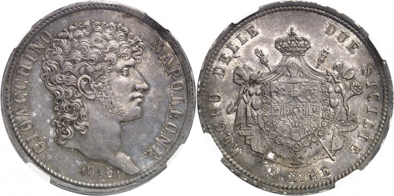 Naples, Joachim Murat (1808-1815). 5 lire 1813, Naples.
Av. GIOACCHINO NAPOLEON...