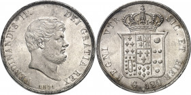 Naples et Deux-Siciles, Ferdinand II (1830-1859). 120 grana 1851, Naples.
Av. FERDINANDVS II. - DEI GRATIA REX. Tête nue à droite, au-dessous (date)....