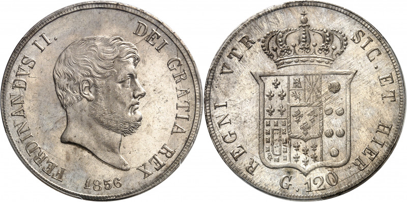 Naples et Deux-Siciles, Ferdinand II (1830-1859). 120 grana 1856, Naples.
Av. F...