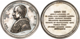 Vatican, Léon XIII (1878-1903). Médaille offerte par le Sacré Collège des Cardinaux pour le jubilé sacerdotal de Léon XIII An X - 1887, Rome.
Av. LEO...