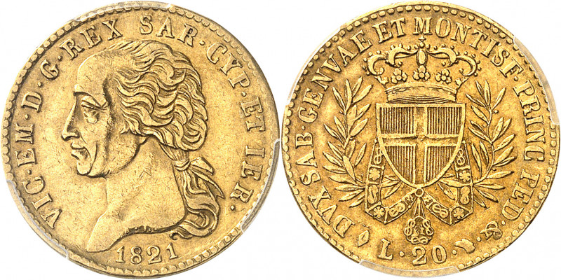 Savoie-Sardaigne, Victor-Emmanuel Ier (1814-1821). 20 lire, variété sans point a...