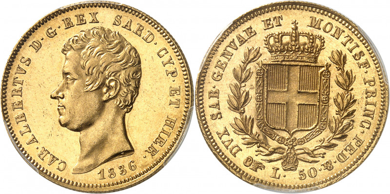 Savoie-Sardaigne, Charles-Albert (1831-1849). 50 lire 1836, Turin.
Av. CAR. ALB...