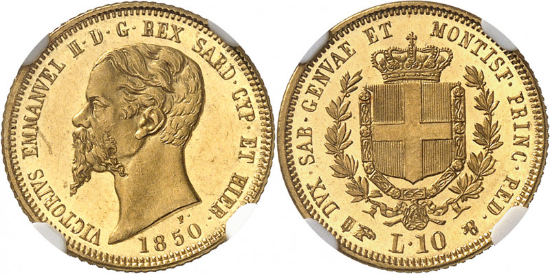 Savoie-Sardaigne, Victor-Emmanuel II (1849-1861). 10 lire, Flan bruni (PROOF) 18...