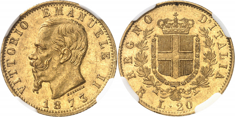 Victor-Emmanuel II (1861-1878). 20 lire 1873, R, Rome.
Av. VITTORIO EMANVELE II...
