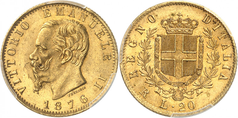 Victor-Emmanuel II (1861-1878). 20 lire 1876, R, Rome.
Av. VITTORIO EMANVELE II...